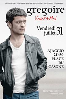 Grégoire en concert le 31 juillet à Ajaccio
